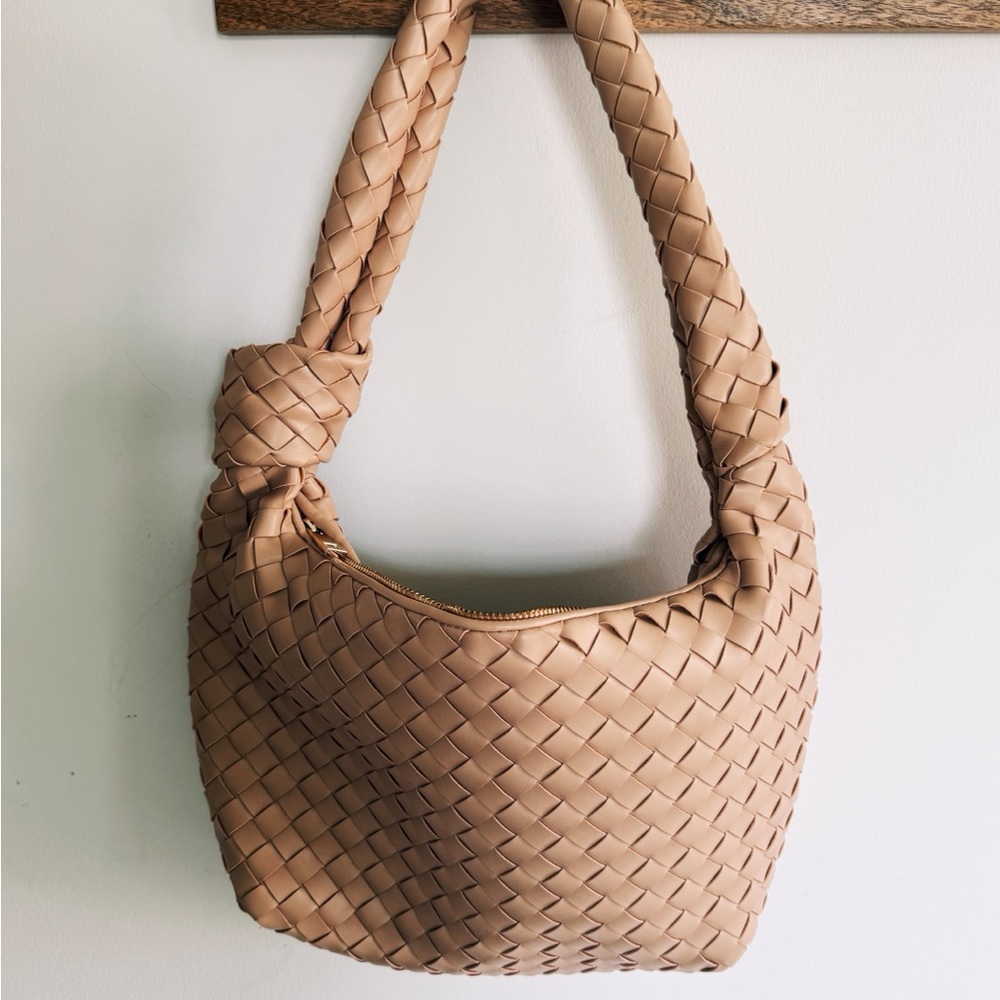 Target light pink Woven Leather Hobo Bag